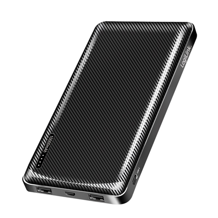 LogiLink PA0316 Li-Po akupank, 10000 mAh, 2 × USB-A ja USB-C, must