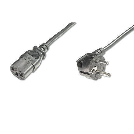 Digitus Power Cord Cable Power Cord, Schuko (CEE 7/7) 90ø angled - C13 M/F, H05VV-F3G 0.75qmm Black