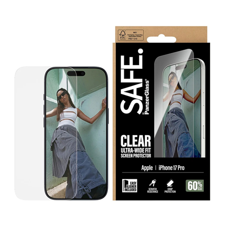 PanzerGlass Ultra-Wide Fit – Ultra-Wide Fit läbipaistev ekraanikaitseklaas mudelile Apple iPhone 17 Pro, EasyAligner paigaldusraamiga