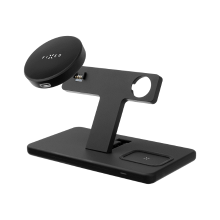 FIXED MagPowerstation FIXMPOS-BK – 3 ühes juhtmevaba laadimisalus MagSafe'i toega, must
