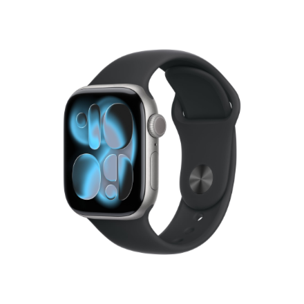 Apple Watch Series 11 MF8C4ET/A – GPS + Cellular, 42 mm kosmosehallist alumiiniumist korpus, must spordirihm, M/L