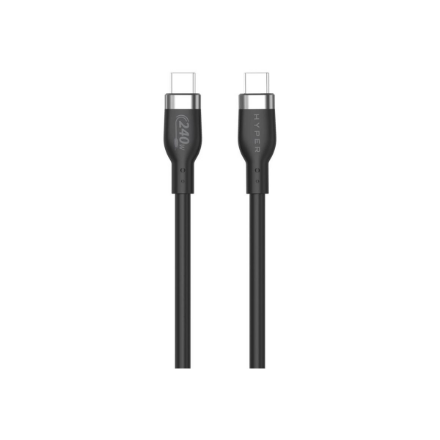 Hyper HyperJuice HJ4001BKGL – 1 m 240 W silikoonist USB-C–USB-C laadimiskaabel, must