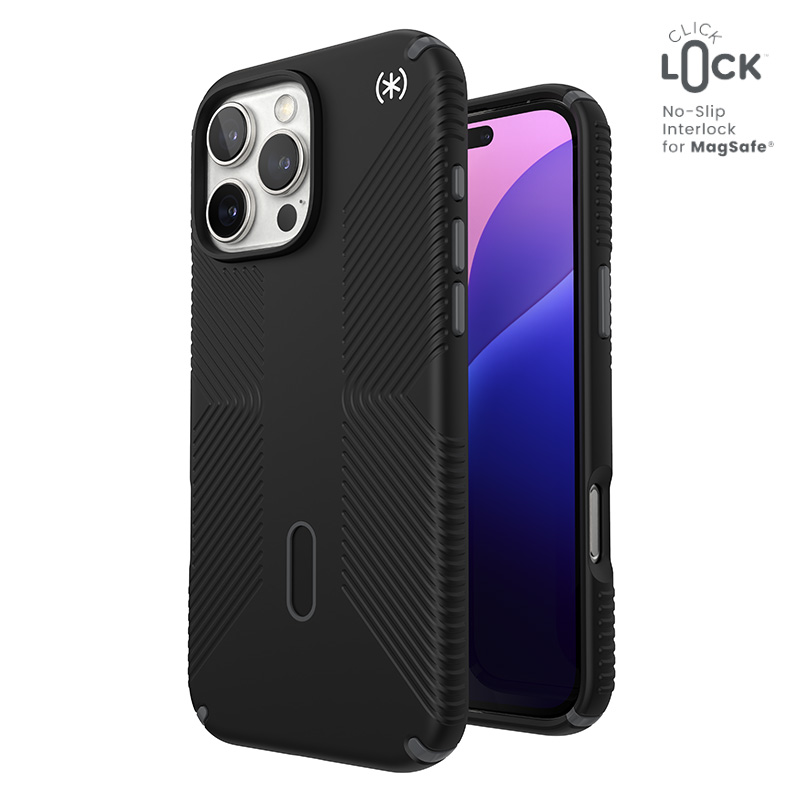 Speck Presidio2 Grip ClickLock & MagSafe ümbris seadmele iPhone 16 Pro Max, must / kiltkivihall / valge