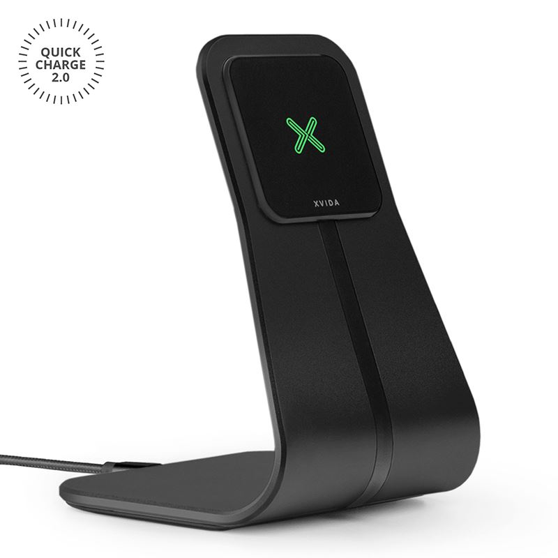 Настольная подставка XVIDA Fast Charging для беспроводной зарядки Samsung Quick Charge 2.0, чёрная