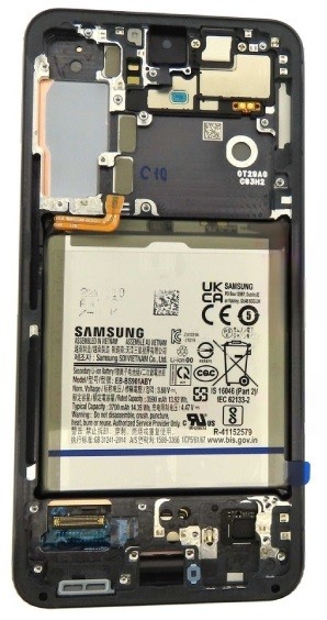 LCD screen Samsung S901 S22 5G with touch screen and frame Phantom Black original (used Grade C, without buttons)