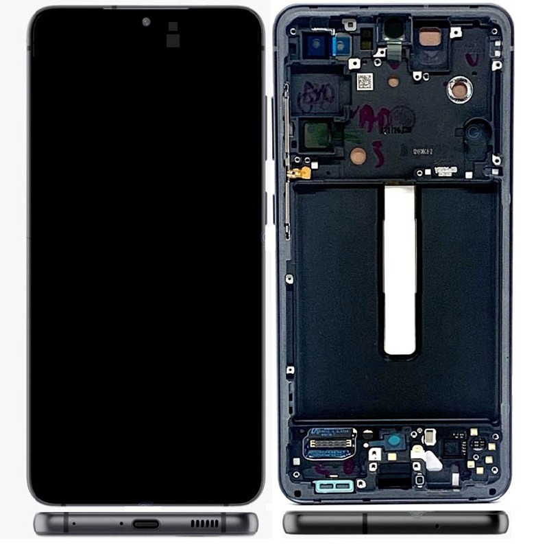 Samsung G990 / Galaxy S21 FE 5G originaal LCD-ekraani ja puutepaneeli moodul raamiga, grafiit (kasutatud, C-klass)
