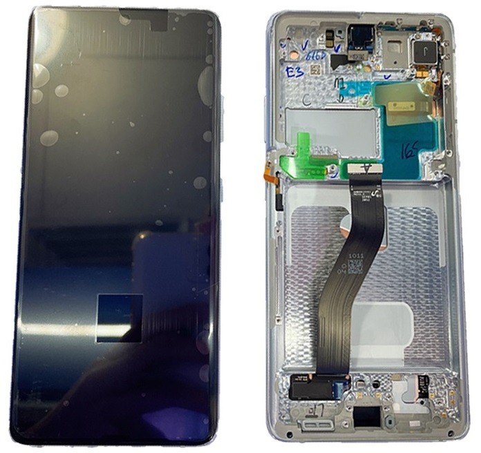 Samsung G998 / Galaxy S21 Ultra originaal LCD-ekraani ja puutepaneeli moodul raamiga, hõbedane Phantom Silver (hoolduspakend)