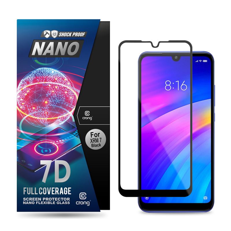 Crong 7D Nano Flexible Glass 9H hübriidne ekraaniklaas seadmele Xiaomi Redmi 7
