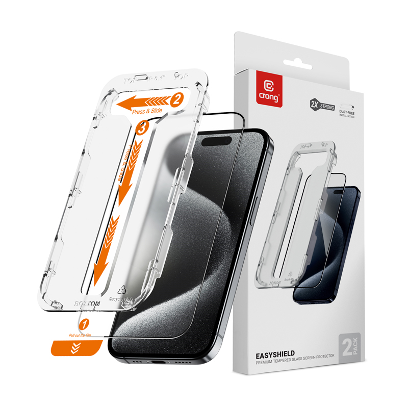 Crong EasyShield 2-Pack karastatud ekraanikaitseklaasid seadmele iPhone 15 Pro Max, 2 tk