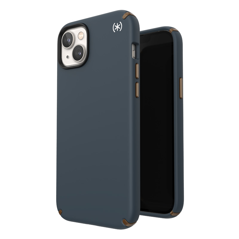 Speck Presidio2 Pro ümbris seadmele iPhone 15 Plus / 14 Plus, Microban mikroobivastase kaitsega, Charcoal / Cool Bronze / Slate värvikombinatsioon