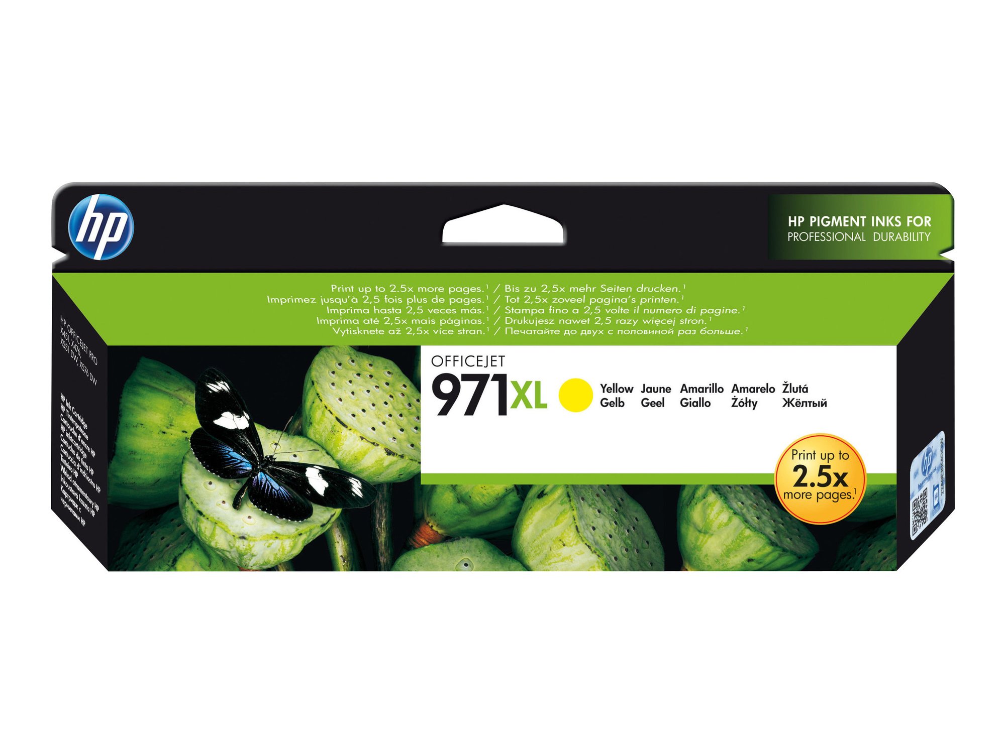 HP 971XL originaaltindikassett (CN628AE), kollane, suure tootlusega, OfficeJet Pro X451 / X551 / X476 / X576 mudelitele