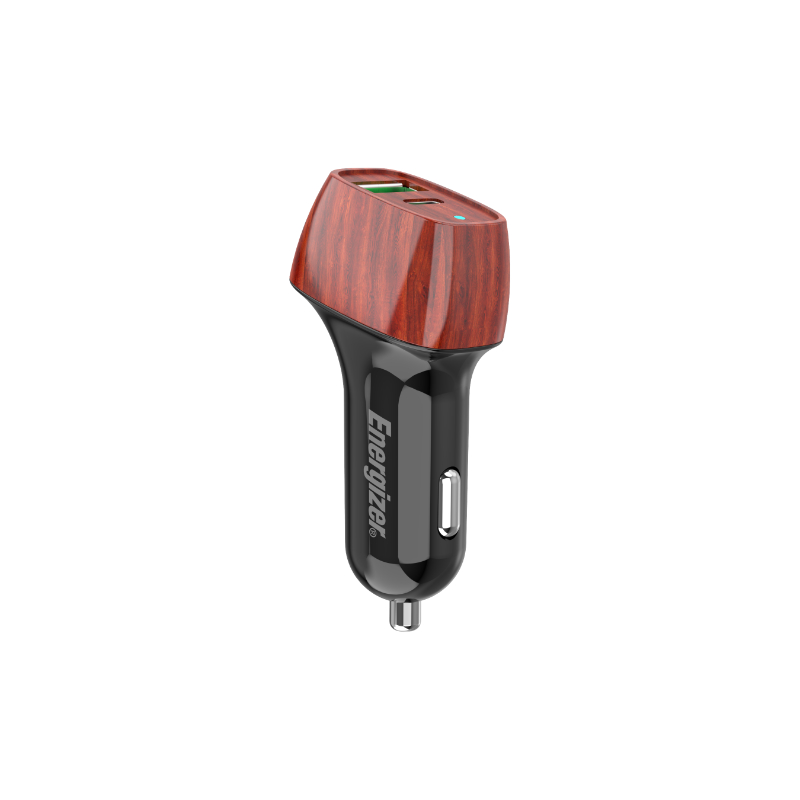 Energizer Ultimate D38WO autolaadija, USB-C + USB-A, 38 W PD + QC 3,0, pähklipuu mustriga