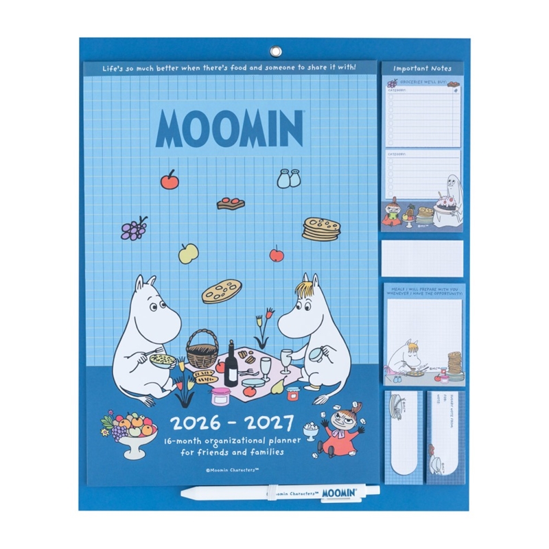 Moomins magnetiline kuukalender ja planeerija, 2026/2027, 30 × 34 cm