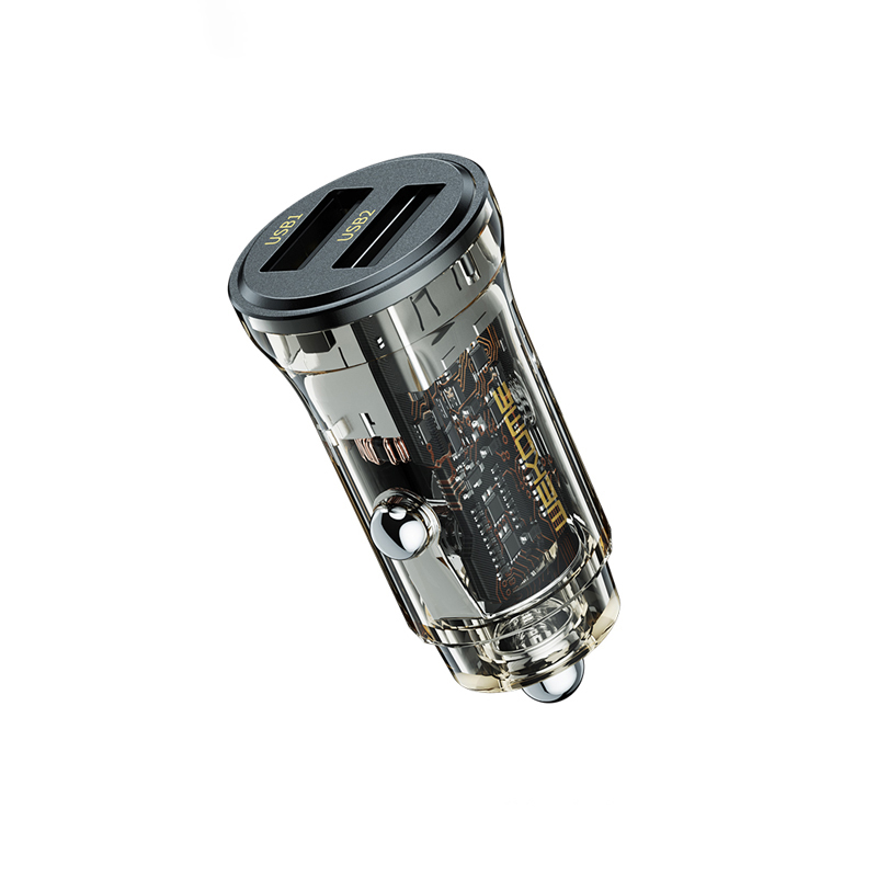 WEKOME WP-C40 Vanguard Series autolaadija, 2 × USB-A, 15 W, must ja läbipaistev