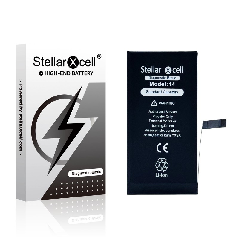 StellarXcell Diagnostic aku Apple iPhone 14 jaoks, 3280 mAh (standardne mahutavus + kvaliteetne BMS-i koopia)