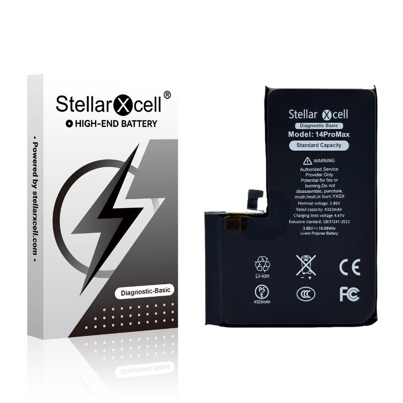 StellarXcell Diagnostic aku Apple iPhone 14 Pro Max jaoks, 4330 mAh (standardne mahutavus + kvaliteetne BMS-i koopia)