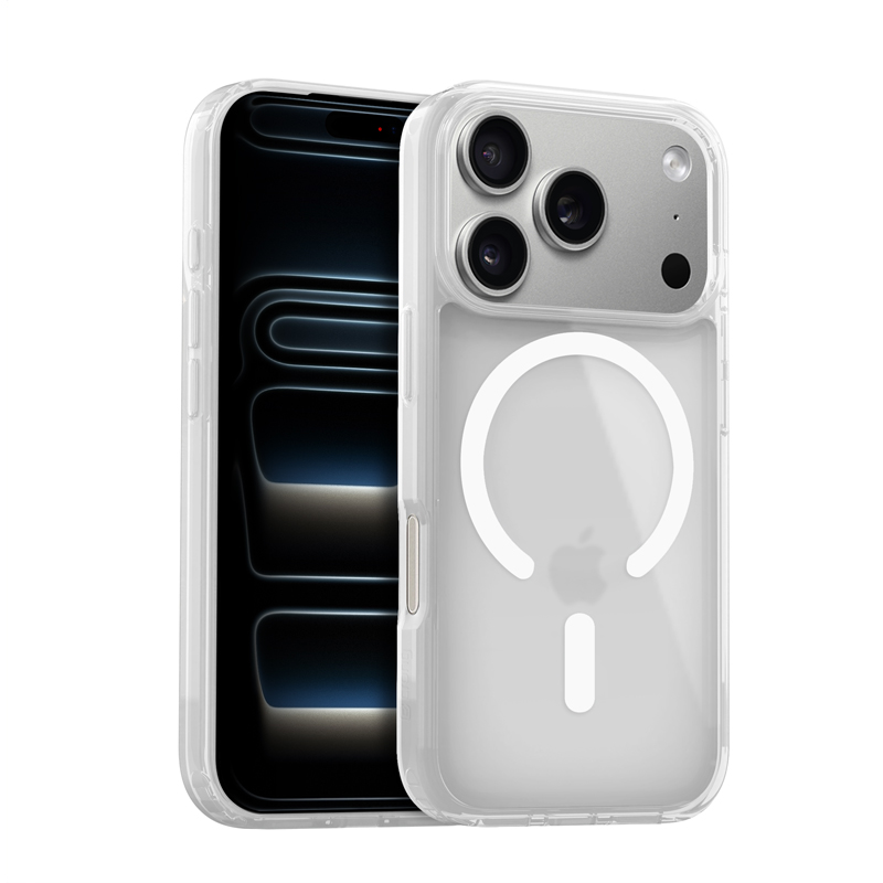 Crong Hybrid Matte Magnetic MagSafe ümbris seadmele iPhone 17 Pro, valge