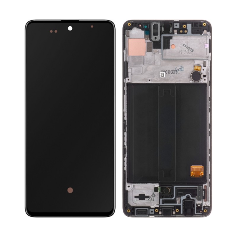 LCD screen Samsung A515 A51 with touch screen and frame original Black (service pack)