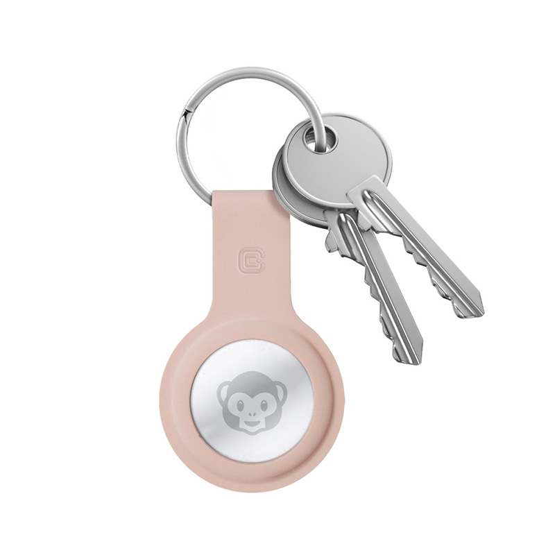 Crong Silicone ümbris seadmele Apple AirTag 1 / 2, võtmerõngaga, liivaroosa