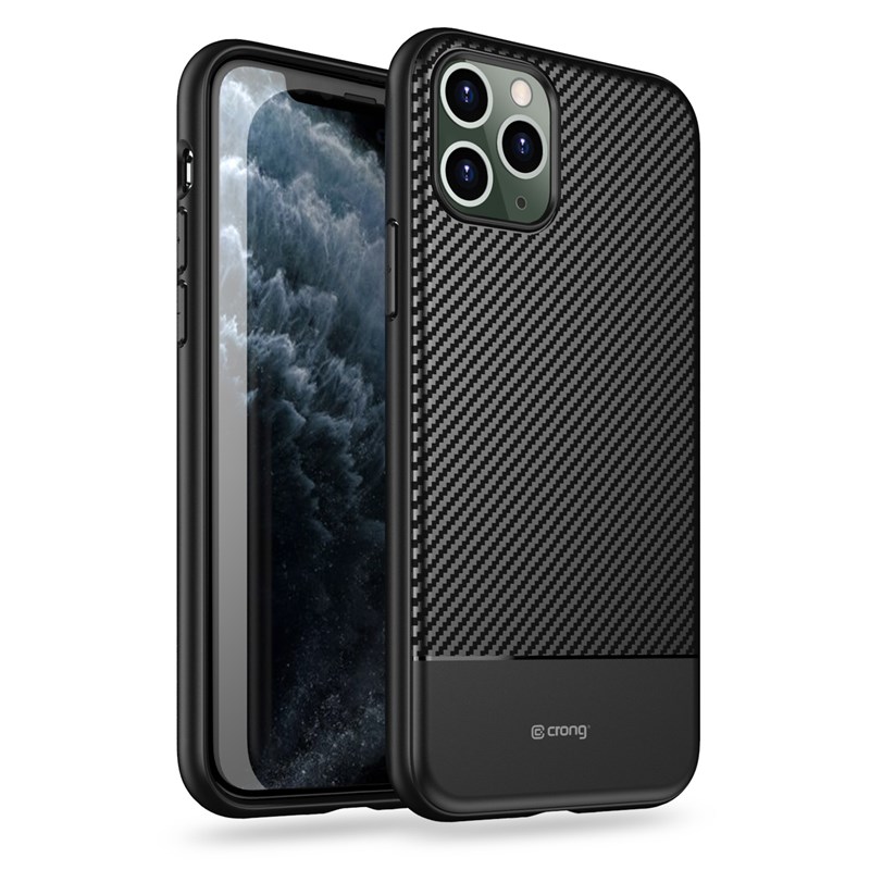 Crong Prestige Carbon ümbris seadmele iPhone 11 Pro Max, must