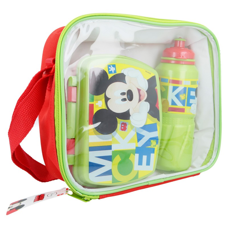 Mickey Mouse hommiku- ja lõunasöögikarbi komplekt 530 ml joogipudeli ja kotiga