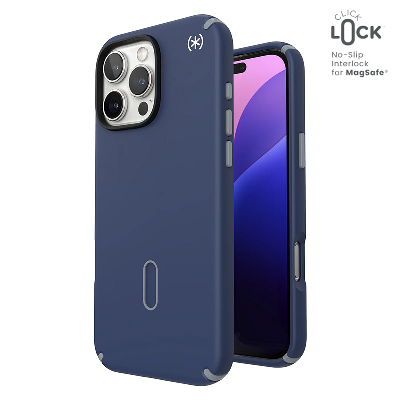 Speck Presidio2 Pro MagSafe'i ja ClickLocki toega ümbris iPhone 16 Pro Max-le, Coastal Blue/Dust Grey