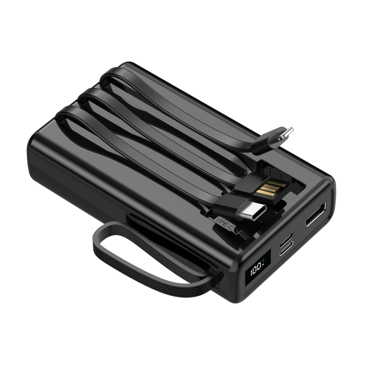 Setty SPB-LC-210 sisseehitatud kaablitega akupank, 10 000 mAh – must