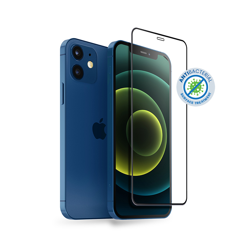 Crong 3D Armor Glass 9H karastatud ekraanikaitseklaas seadmele iPhone 12 Mini antibakteriaalse kaitsega, paigaldusraamiga