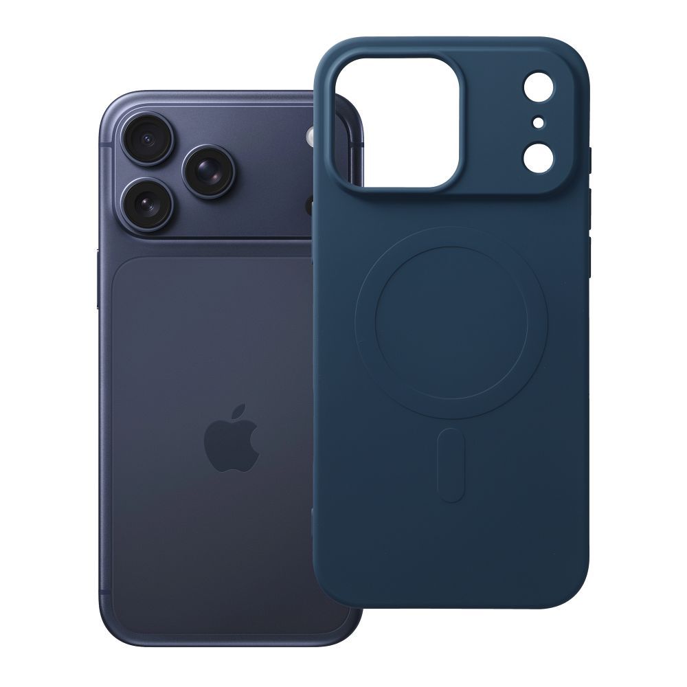 Silikoonist Mag Cover ümbris mudelile iPhone 17 Pro Max / 18 Pro Max, MagSafe'iga ühilduv suure kaameraavaga – tumesinine