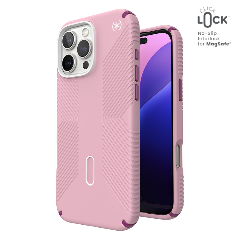 Speck Presidio2 Grip ClickLock & MagSafe ümbris seadmele iPhone 16 Pro Max, Wednesday Pink / Boysenberry Purple / valge