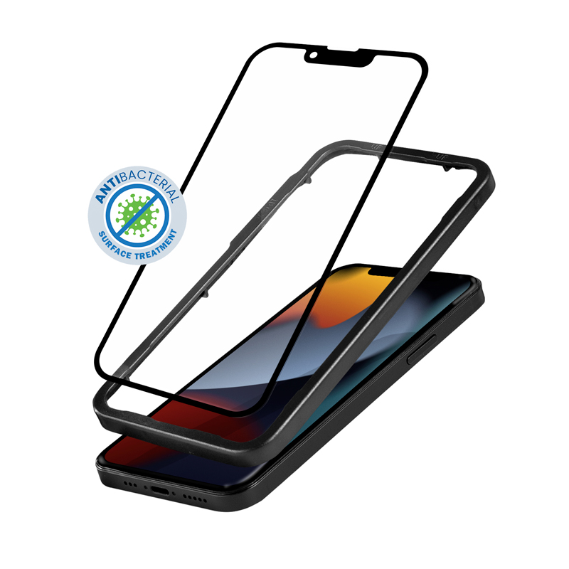 Crong Anti-Bacterial 3D Armor Glass 9H karastatud ekraanikaitseklaas seadmele iPhone 14 Plus / 13 Pro Max, paigaldusraamiga