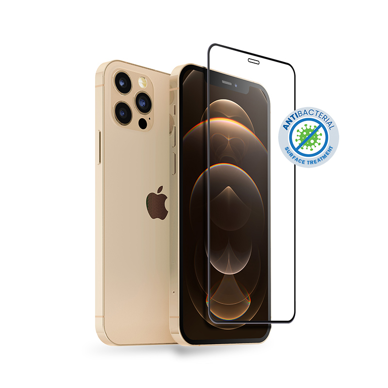 Crong 3D Armor Glass 9H karastatud ekraanikaitseklaas seadmele iPhone 12 Pro Max antibakteriaalse kaitsega, paigaldusraamiga