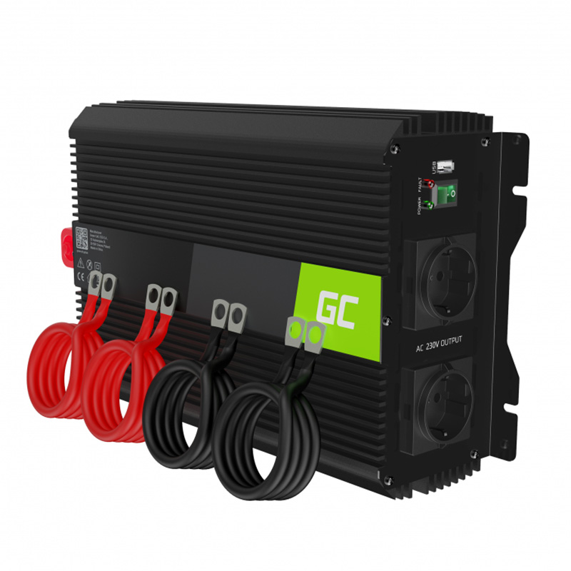 Green Cell PRO pingemuundur, 12 V DC-lt 230 V AC-le, 2000 W pidev- ja 4000 W tippvõimsus, modifitseeritud siinuslaine