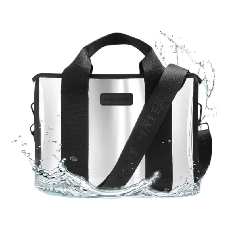 Case-Mate Mini Travel Tote Bag vett hülgav reisi- ja õlakott, Silver Chrome