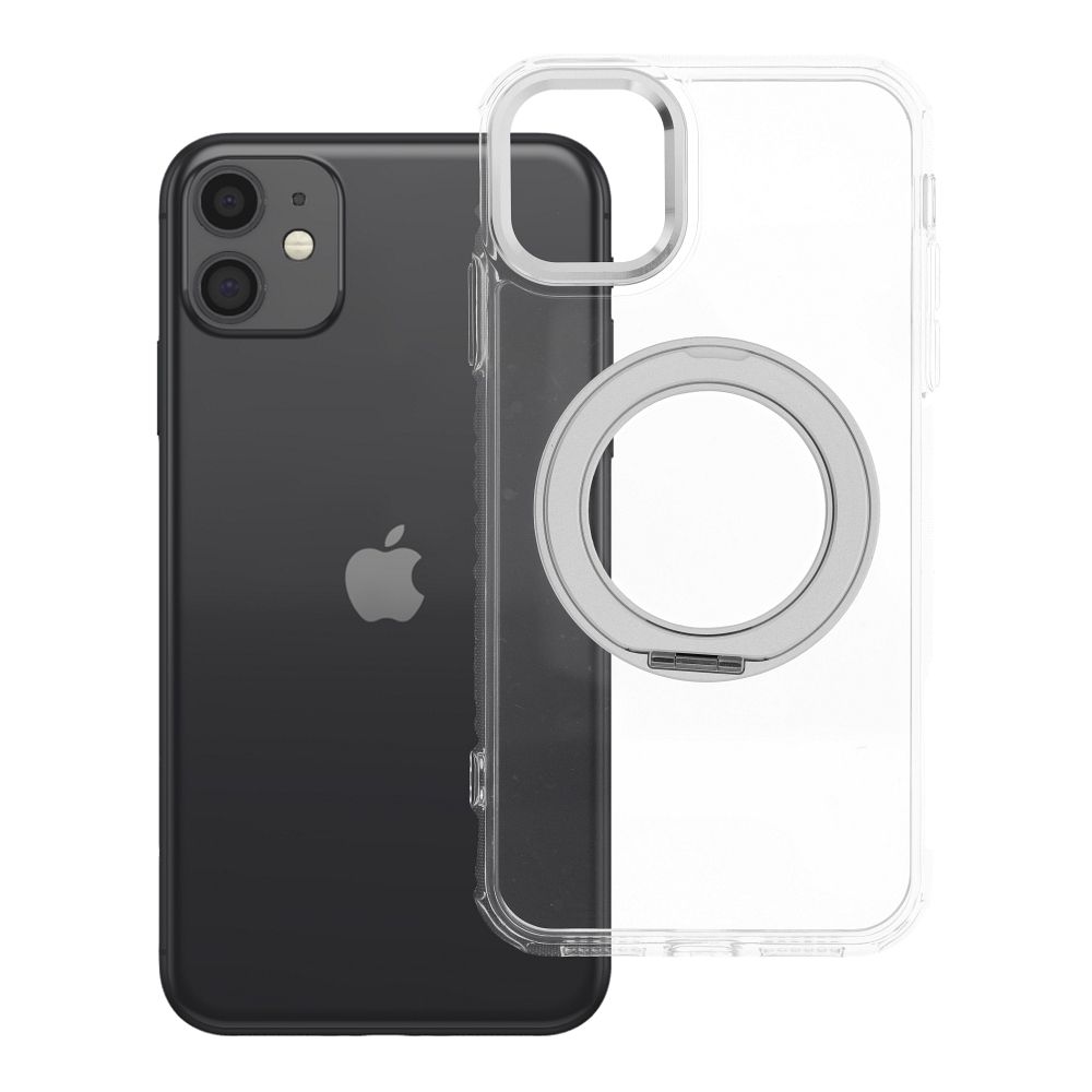 Case for iPhone 11 Frame Circle Stand compatible with MagSafe transparent