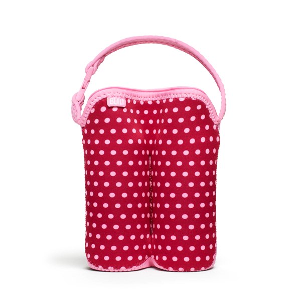 BUILT Bottle Buddy isoleeriv neopreenist kott kahele pudelile, Baby Pink Mini Dots