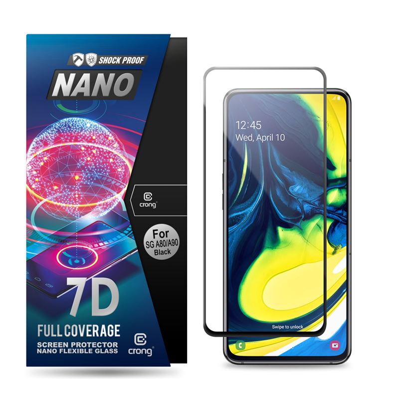 Crong 7D Nano Flexible Glass 9H hübriidne ekraaniklaas seadmele Samsung Galaxy A80 / A90