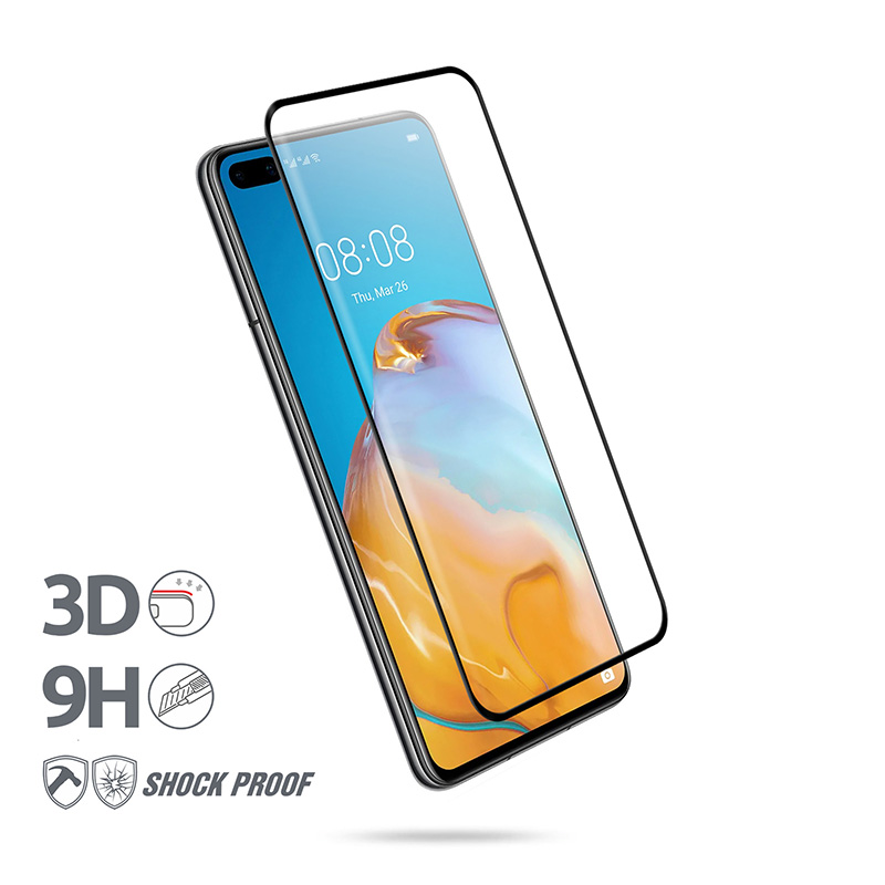 Crong 3D Armor Glass 9H karastatud ekraanikaitseklaas seadmele Huawei P40, paigaldusraamiga