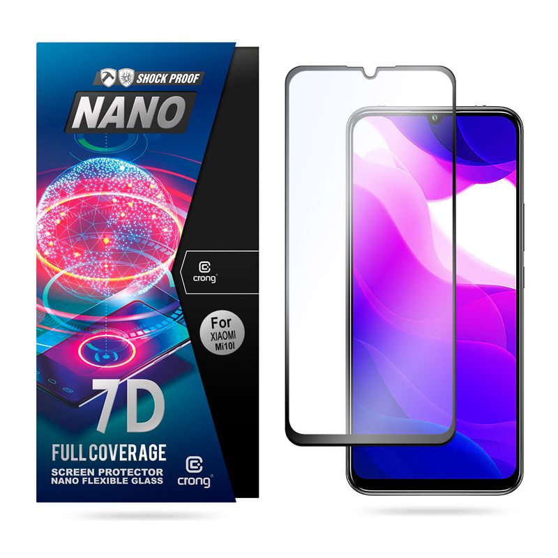 Crong 7D Nano Flexible Glass 9H hübriidne ekraaniklaas seadmele Xiaomi Mi 10 Lite