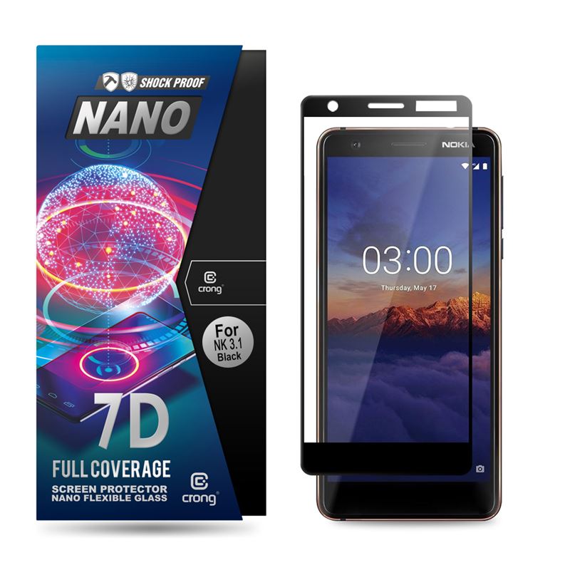 Crong 7D Nano Flexible Glass 9H hybrid screen protector for Nokia 3.1