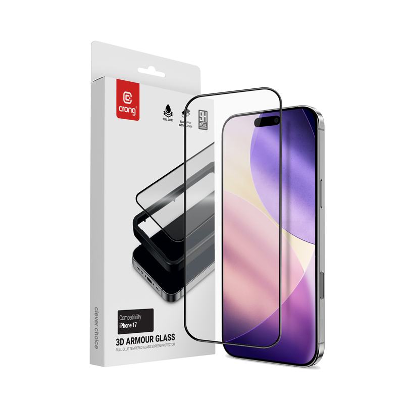 Crong 3D Armor Glass karastatud ekraanikaitseklaas seadmele iPhone 17 koos paigaldusraamiga