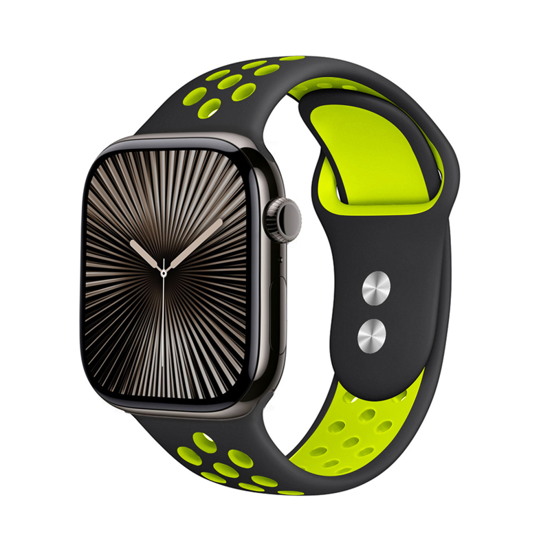 Crong Duo Sport rihm Apple Watch 38 / 40 / 41 / 42 mm kellale, must ja laimiroheline