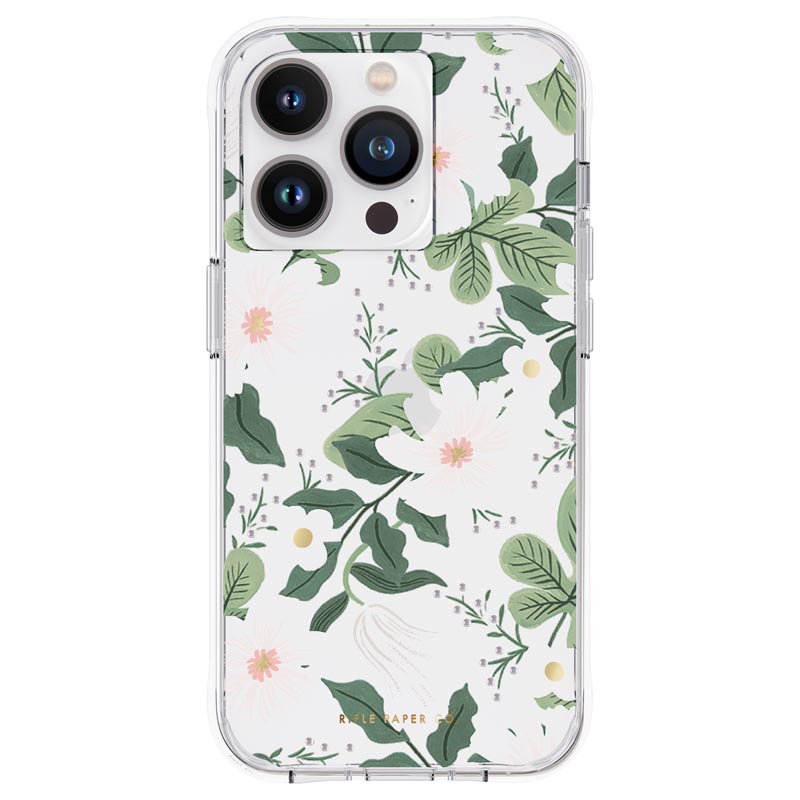 Rifle Paper Clear ümbris seadmele iPhone 14 Pro, Willow mustriga