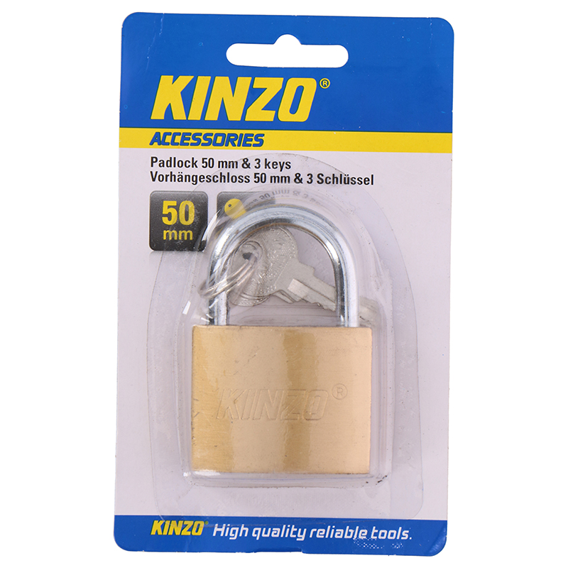 Kinzo 50 mm messingist ripplukk 3 võtmega