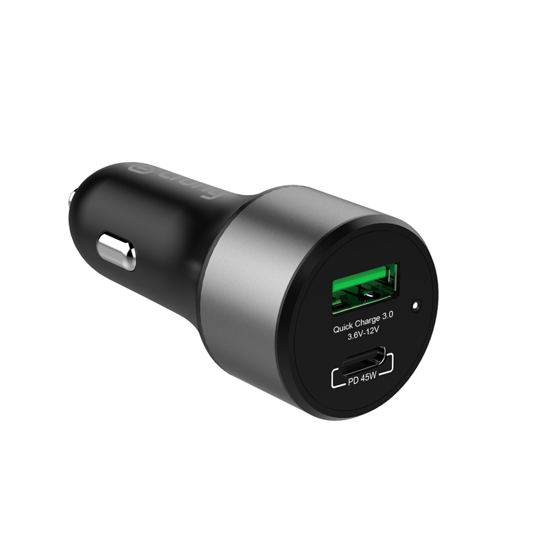 Crong Power 63 W autolaadija USB-C PD 45 W ja USB-A QC 3.0 18 W portidega, must
