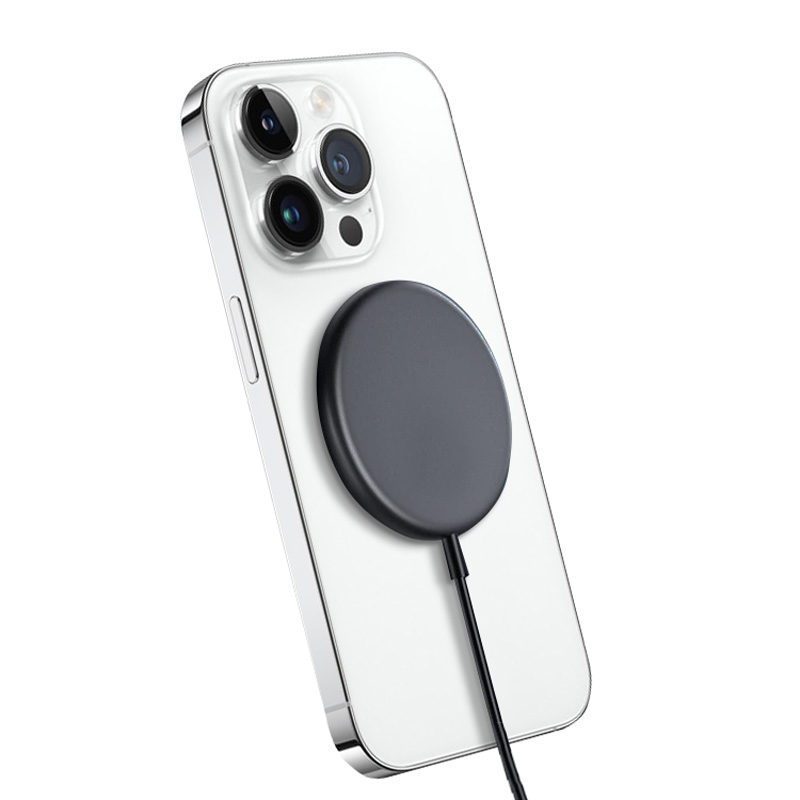 Crong MagSpot alumiiniumist 15 W magnetiline juhtmevaba laadija, MagSafe'iga ühilduv, grafiithall