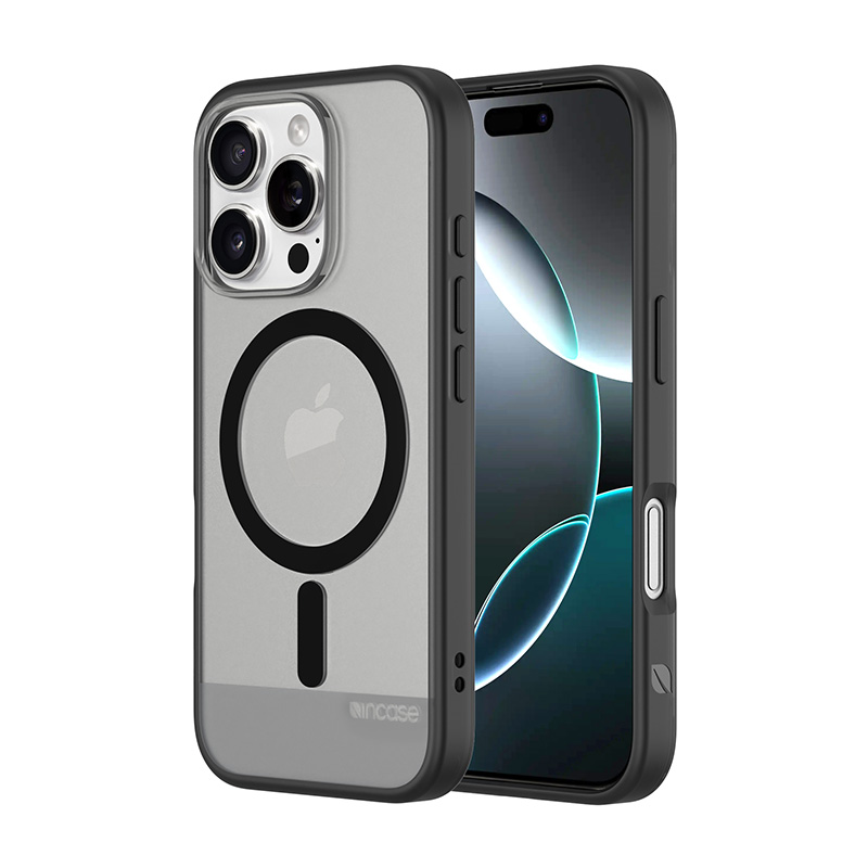 Incase Slim Case MagSafe'i toega ümbris iPhone 16 Pro-le, must ja poolläbipaistev