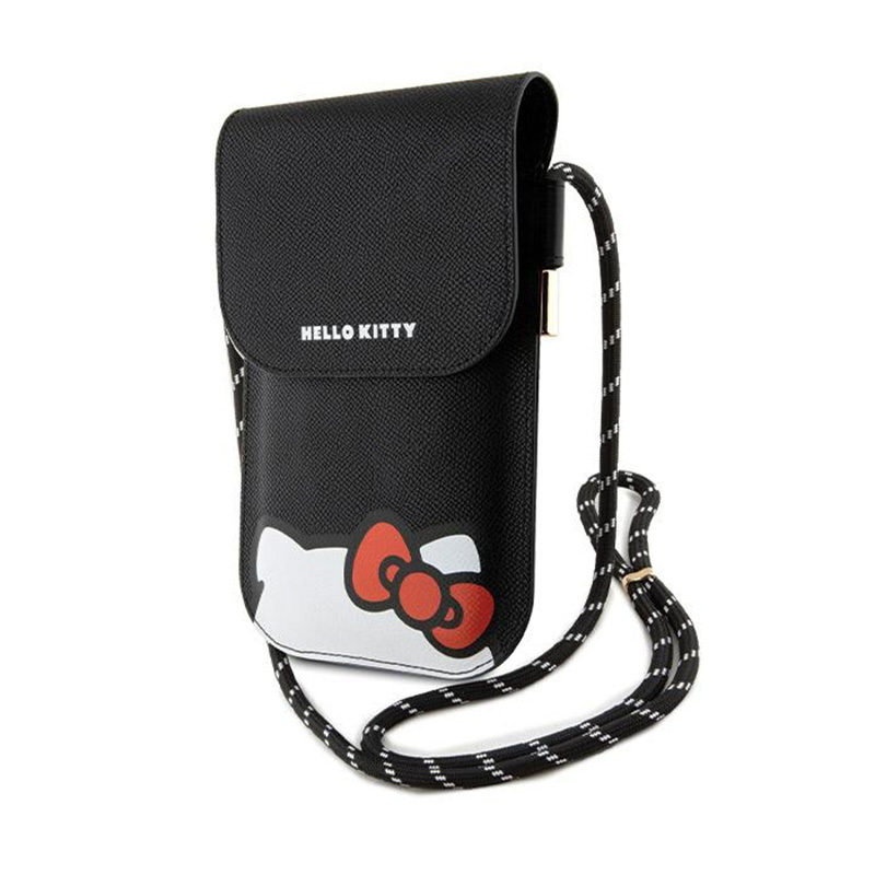 Hello Kitty Hiding Kitty Cord kunstnahast põiki üle keha kantav telefonikott, must