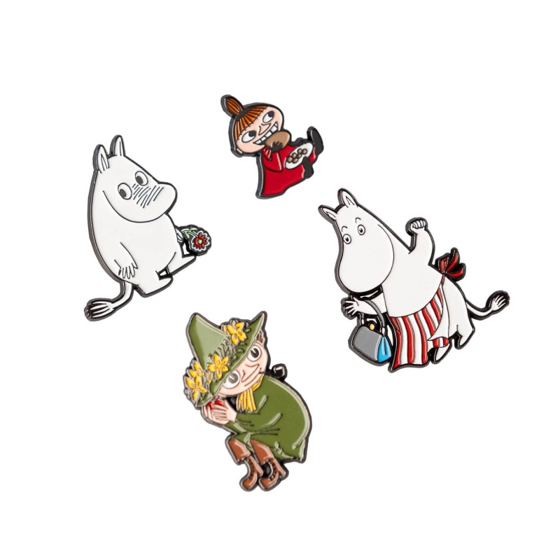 Moomins 4 rinnamärgi komplekt riietele või seljakotile
