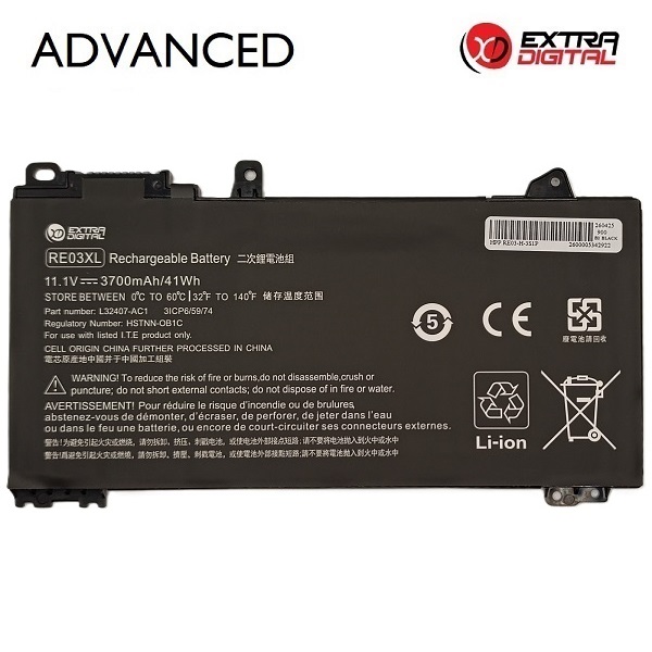 Sülearvuti aku HP RE03XL, 3700 mAh, Extra Digital Advanced